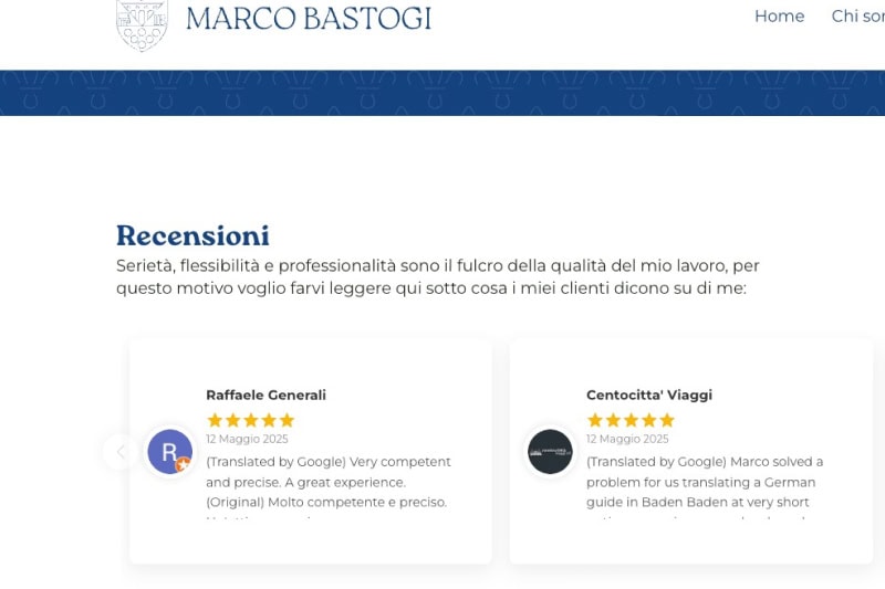 Recensioni google importate automaticamente marco bastogi