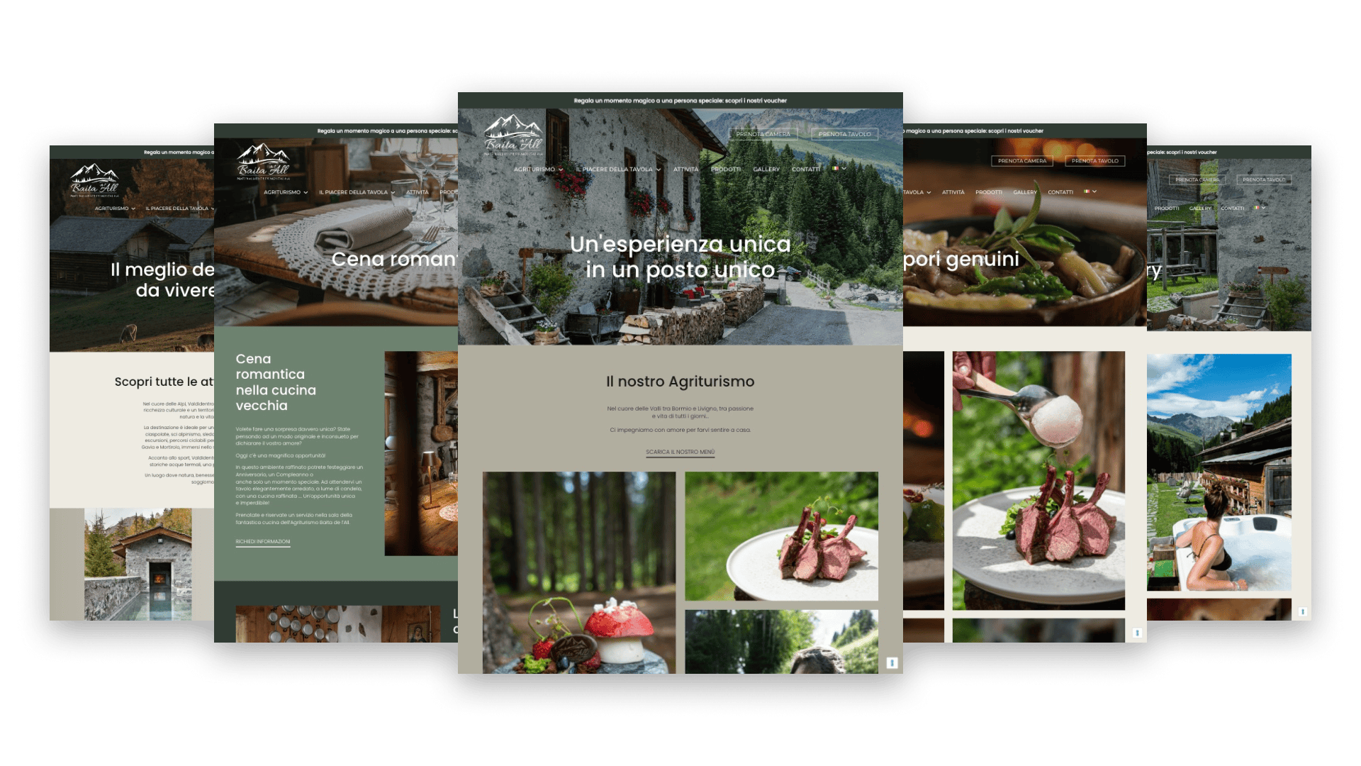 Mockup pagine sito web Baita De l'All