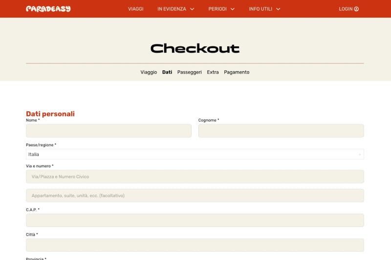Checkout e carrello personalizzati Paradeasy