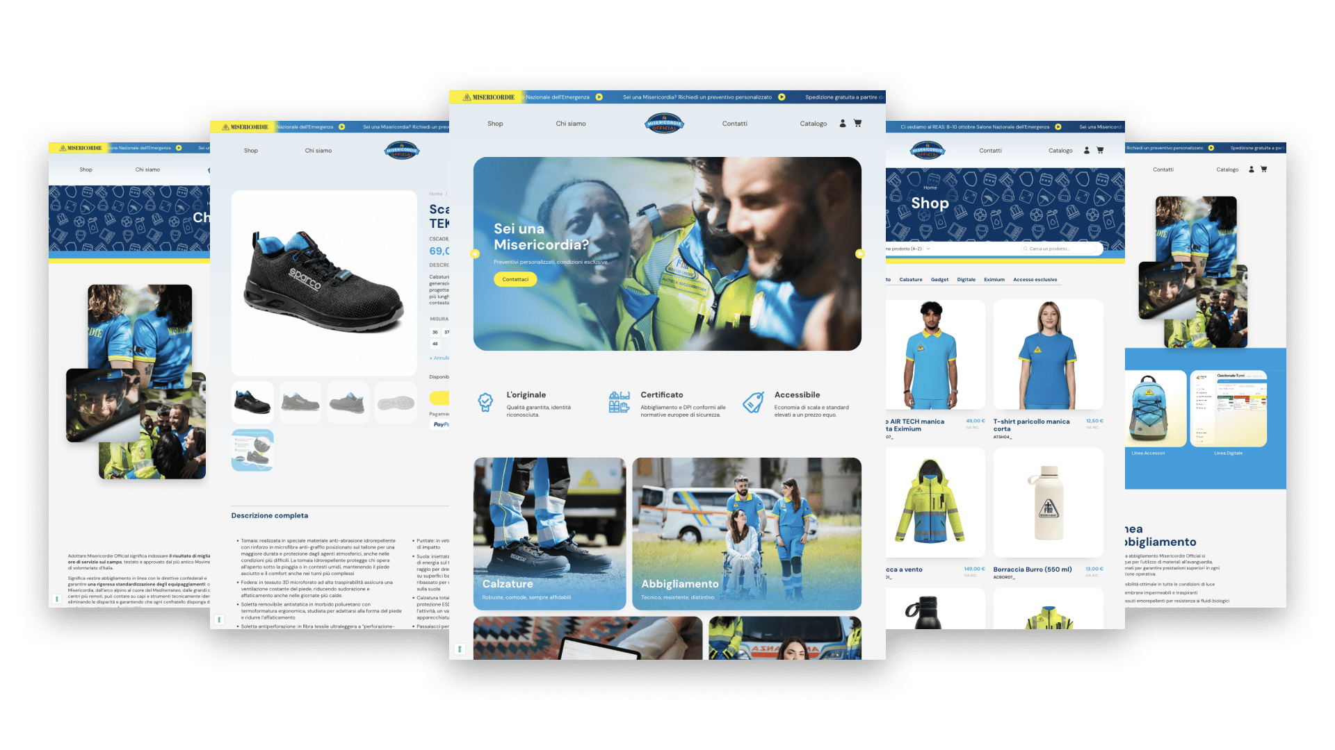 Mockup pagine sito web Misericordie Official Store