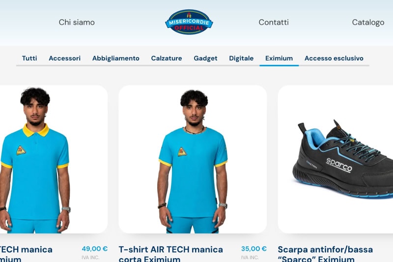 Schede prodotto e commerce personalizzate Misericordie